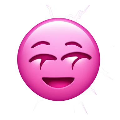2 dimensional light pink smiley face with hot pink smile and hot pink lightning bolts for eyes sticker