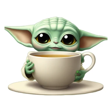 Baby Yoda drinking tea sticker