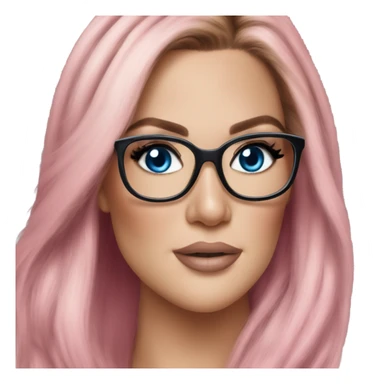 Photo Realistic khloe kardashian stylish pink hair BLUE eyes and glasses elegant  sticker