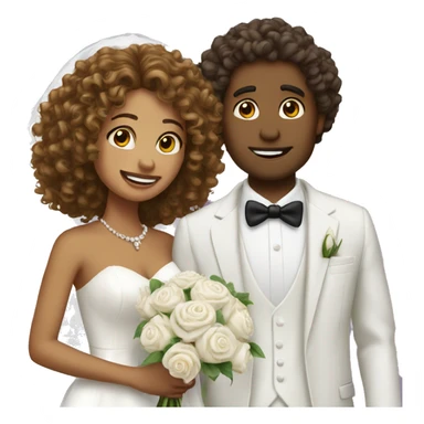 two people getting married curly hair t sticker