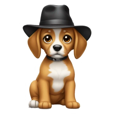 Bébé chien avec un chapeau noir sticker