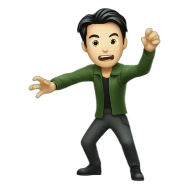 the matrix debugging maniac going crazy holding up a bugs sticker