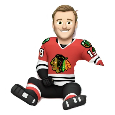 Jonathan Toews laying on a rainbow cake sticker