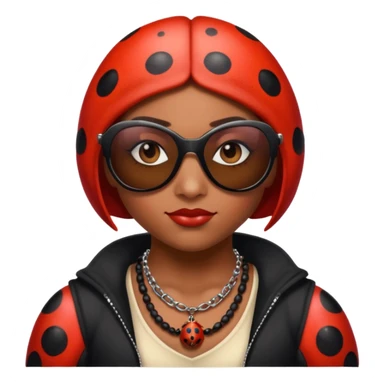 a badass villain ladybug thug with sunglasses and a necklace on sticker