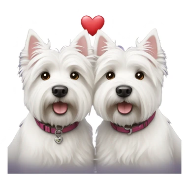 Two white highland terriers in love  sticker