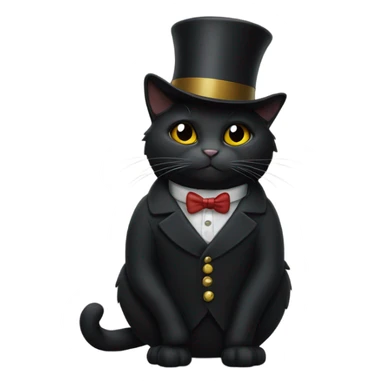 Black cat with a top hat and coat sticker