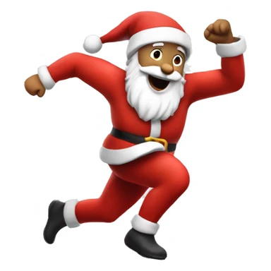 santa sprinting, with a large stride and arms outstretched sticker