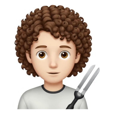 boy,  brown hair, curly hair, brown eyes, pale skin, , hair edger  sticker