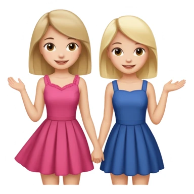 a brunette girl and a blonde girl in cute dresses smiling friends sticker