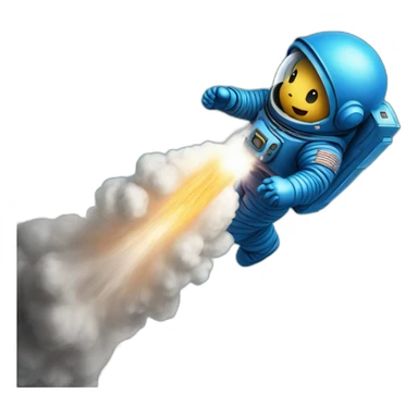 blue spaceman body rocketing into space sticker