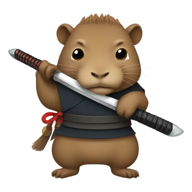Capybara with a samauri sword sticker