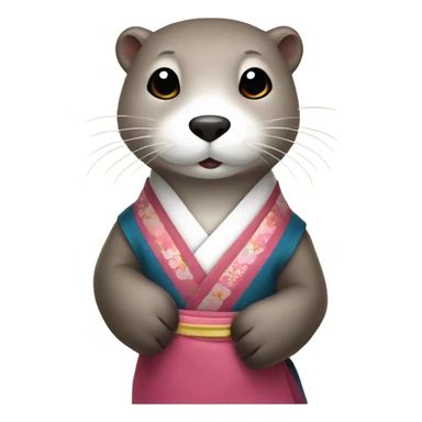 a otter face wearing traditional korean hanbok sticker
