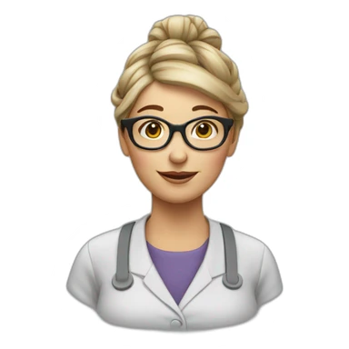 lunch lady with glasses and a bun in hair sticker