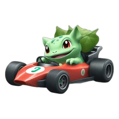 Bulbasaur driving a f1 car sticker