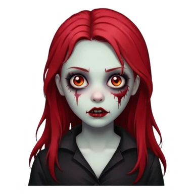zombie girl with black and red hair long and goth style sticker
