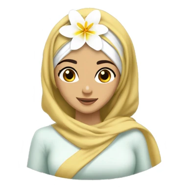  Jasmine flower with white petals and a yellow center of golden stamens. That is given by princess jasmine who wearing hijab sticker