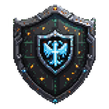 magical shield with code symbols and glowing magical aura sticker