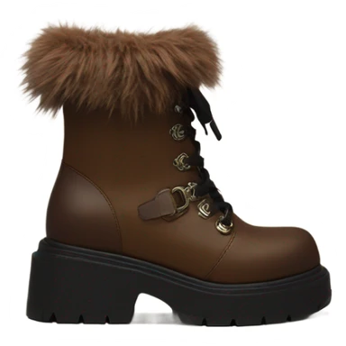 Platform Demonia boots brown fur sticker