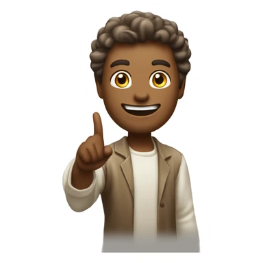 Create an emoji of a person with an enlightened expression, pointing their index finger upward, as if having a ‘Eureka!’ moment. The face shows confidence and energy, symbolizing the realization of an idea. sticker