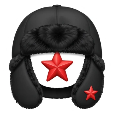 A blank Black ushanka with a red star on it sticker