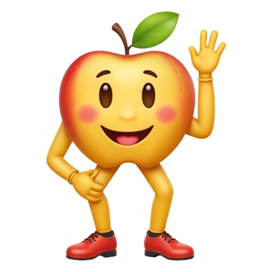 Create a silly, exaggerated iOS-style yellow emoji doing a playful slapstick pose: it lifts its own leg up and sticks its tongue out as if making a goofy face at its own foot. Smooth Apple-emoji gradients, rounded shapes, glossy shading, simple eyes, transparent background. sticker