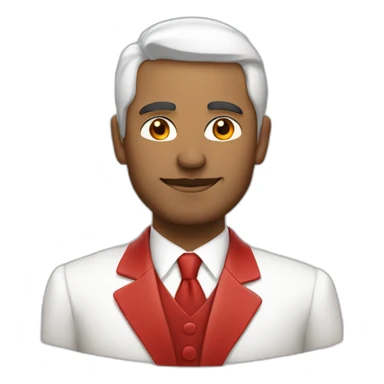 Generate an Indian man with white suite and red, no mustache sticker