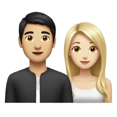 Asian Man black hair and blonde girl sticker