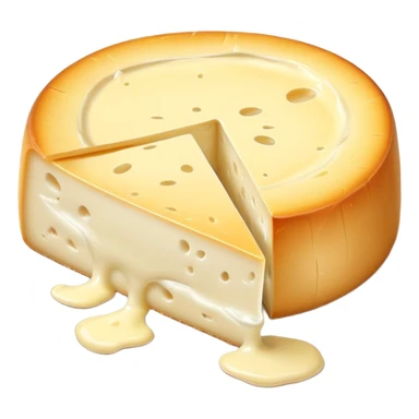 cinematic-realistic-brie-cheese-emoji,-featuring-a-creamy gooey center,-soft-ripened-cheese-with-a-delicate white rind-rendered-with-lifelike-detail-and-inviting,-natural-lightingwith a slide showing the gooey center sticker