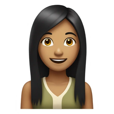 a girl with long black hair olive skinned happy expression straight hair   sticker
