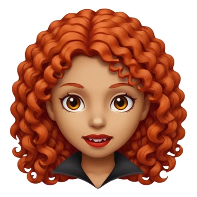 emoji de vampira menina com cabelo cacheado ruivo com pele morena clara e olhos pretos sticker