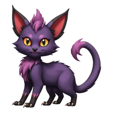 Dark gloomy gothic Black edgy cute Noivern-Noibat-Purloin-Torracat-Lykoi-Caracal-cat-Fakemon-fusion-hybrid-creature with an imp tail  sticker
