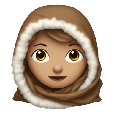 White girl with long brown hair wrapped in the fluffiest brown blanket sticker