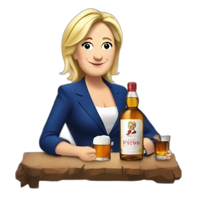 Marine le Pen qui voit un whisky sticker