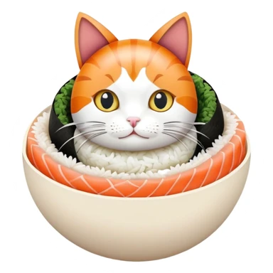 cat sitting in an egg made of sushi sticker