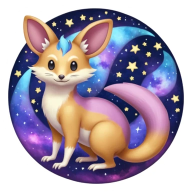 Nebula Celestial Lunar Starry Galactical Stellar Buizel-Minccino-Purrloin-Cresselia-Numbat-Bilby-Quoll-Meowstic-hybrid-fusion-creature (full body) sticker