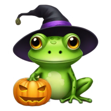 Halloween spooky frog with pumpkin sticker
