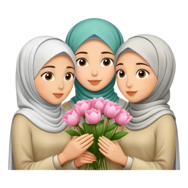 Girls in hijab smell beautiful flowers sticker