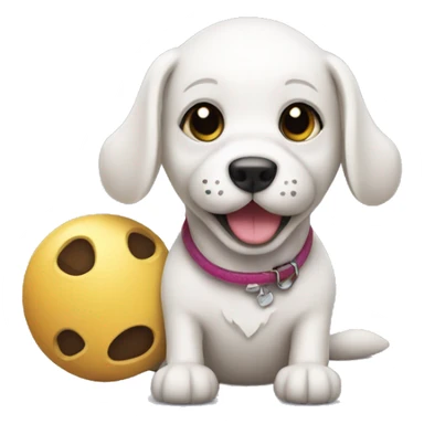 Dog with a toy sticker