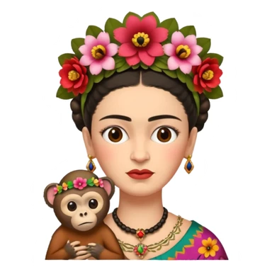 Frida Kahlo with monkey sticker