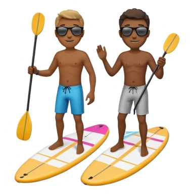paddleboarding 2  buddies one black  male wafer sticker