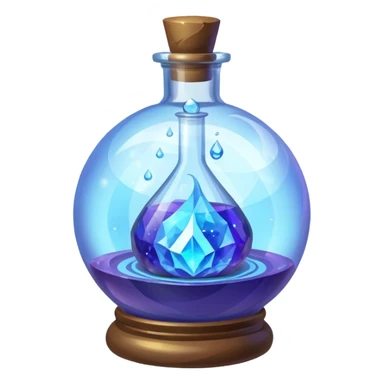 Blue Magic Fantasy Potion, Ball Bottle Low Poly sticker