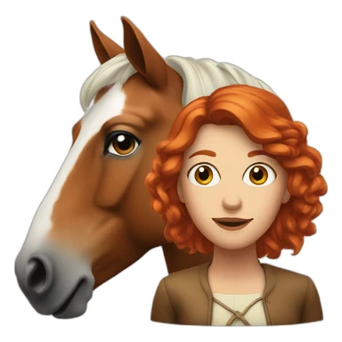 Horse next to a red-haired woman sticker