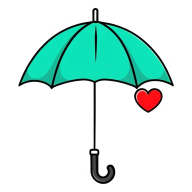 Umbrella with heart symbol representing protection for sexual health clinic sticker