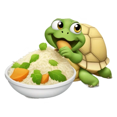 Tortoise eating rice sticker