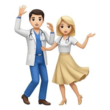 couple dancing full body a doctor black hair  woman blonde sticker