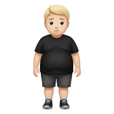 sad fat young boy in black t shirt walking  sticker