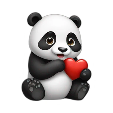 panda chewing on a heart emoji  sticker