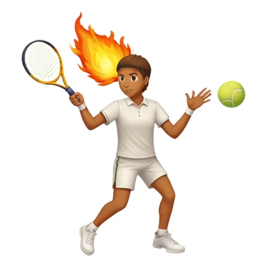 Tennis player hitting a ball in fire sticker