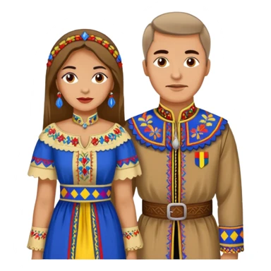 An woman dressed in a national Romanian costume and a men right next to her dressed in a Romanian national costume sticker