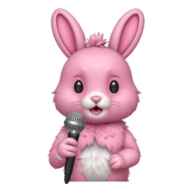 pink bunnie singing , holding mic sticker